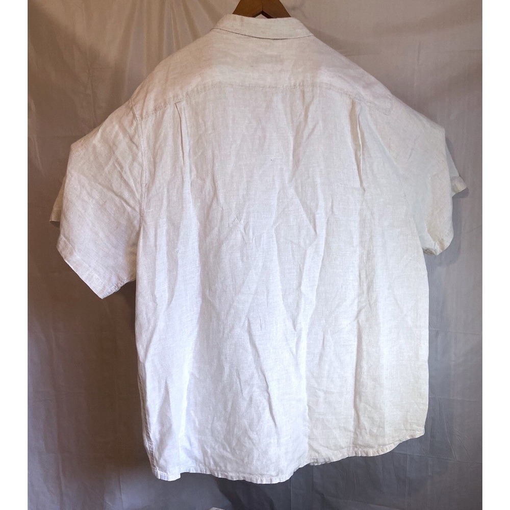Tommy Bahama Mens XXL Beige 100% Linen Short Sleeve Button Down Shirt Marlin - Picture 3 of 10